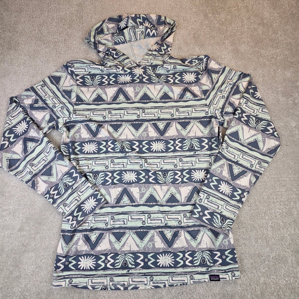 Patagonia Capilene Cool Daily Hoodie Mens Medium Geometric Sun Shirt
